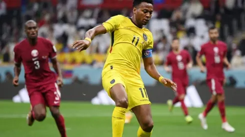 El delantero ecuatoriano en el partido ante Qatar