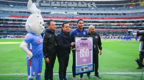 El portero antes del inicio del duelo ante los Rayados