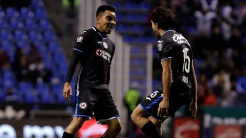 Rodríguez celebrando su tanto contra el Puebla