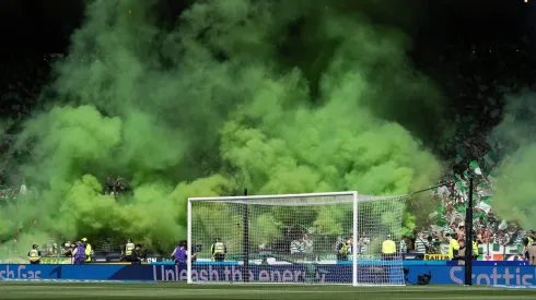 La afición del Céltic durante un partido.