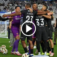 El festejo de Gonzalo Piovi tras darle la victoria a la Liga MX en el Skills Challenge