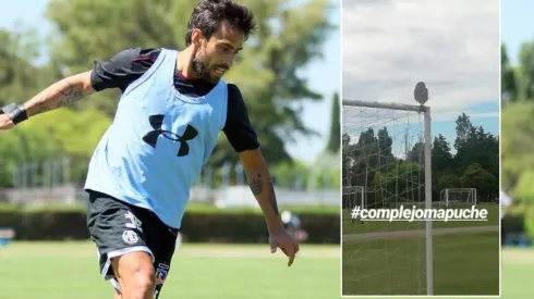 Jorge Valdivia entrena mientras un búho miraba de un arco.