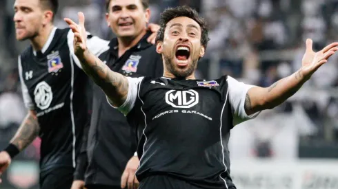 Jorge Valdivia celebra en la última Libertadores.