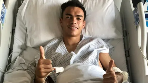 Gabriel Suazo en el centro médico, ya recuperándose.