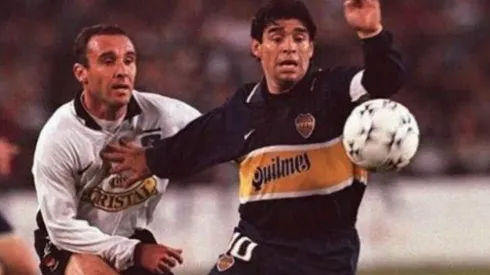 Espina enfrentando a Maradona