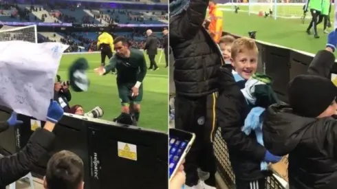 Claudio Bravo hace feliz a un niño