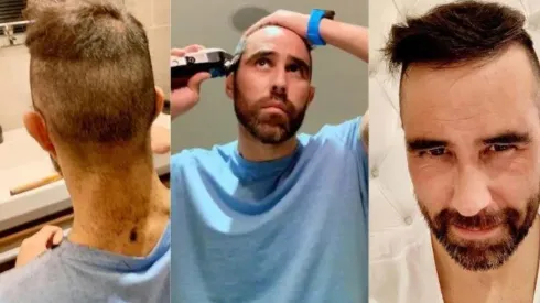 El portero tomó su máquina y comenzó a cortar.