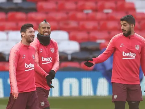 Arturo Vidal y Luis Suárez firmes junto a Lionel Messi