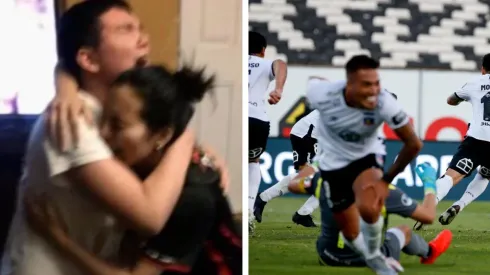 la efusiva celebración del gol de Pablo Mouche que le dio una sufrida victoria de Colo Colo.