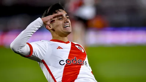 La felicidad de Pablo Solari tras su gran doblete en River Plate.