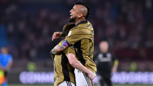 Los jugadores de Colo Colo festejan su triunfo ante Junior por los octavos de final de la Copa Libertadores.