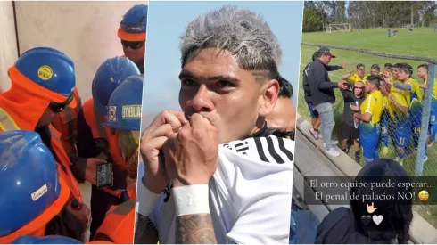 Hinchas de Colo Colo hacen lo imposible para ver el gol de Carlos Palacios.