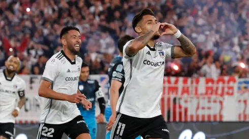 Marcos Bolados festeja su gol en el segundo tiempo en la victoria de Colo Colo por 3-0 ante Deportes Iquique.