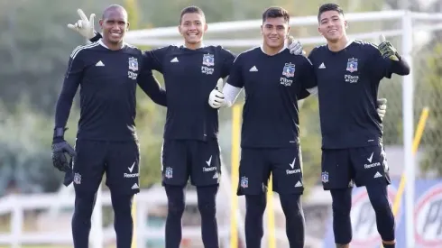 Eduardo Villanueva entrenando junto a Julio Fierro, Brayan Cortés y Omar Carabalí.