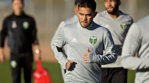 Andrés Flores en un entrenamiento de Portland Timbers