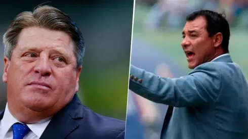 Miguel Herrera y Mauricio Tapia, entrenadores del América y Comunicaciones respectivamente.