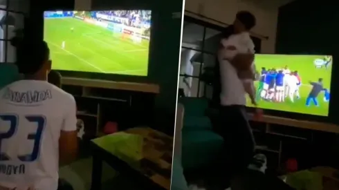 El emotivo festejo de Bryan Moya junto a su hijo. "Olimpia, Olimpia", gritaban al unísono.