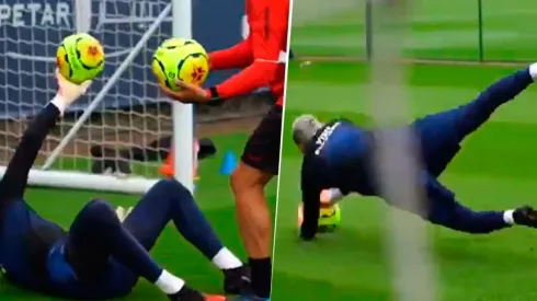 Keylor Navas durante su entrenamiento