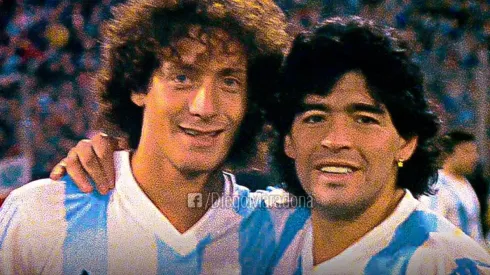 Pedro Troglio junto a Diego Maradona
