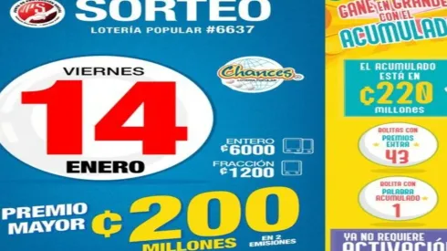 ◉ Chances de Costa Rica de HOY: sorteo, resultados y números ganadores viernes 14 de enero | Lotería Costa Rica Premio Mayor ¢200 millones.