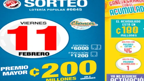 ◉ Chances de Costa Rica de HOY: sorteo, resultados y números ganadores viernes 11 de febrero | Lotería Costa Rica Premio Mayor ¢200 millones.