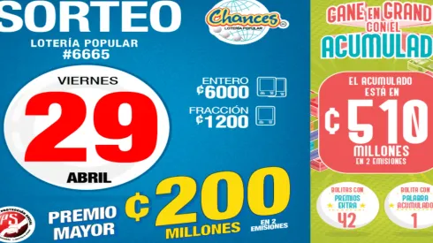 ◉ Chances de Costa Rica de HOY: sorteo, resultados y números ganadores viernes 29 de abril | Lotería Costa Rica Premio Mayor ¢200 millones.