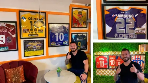 Jorge Alejandro "Tanque" Castro enseñó camisas y recuerdos invaluables de su carrera.