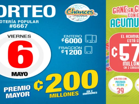 ◉ Chances de Costa Rica de HOY: sorteo, resultados y números ganadores viernes 6 de mayo | Lotería Costa Rica Premio Mayor ¢200 millones