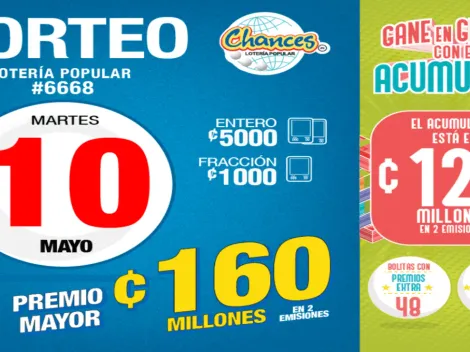 ◉ Chances de Costa Rica de HOY: sorteo, resultados y números ganadores martes 10 de mayo | Lotería Costa Rica Premio Mayor ¢160 millones