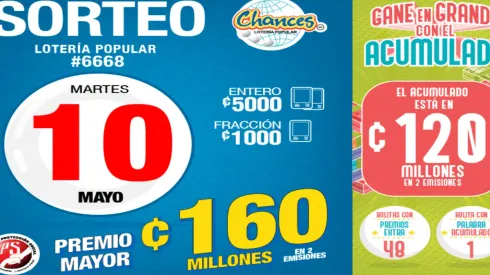 ◉ Chances de Costa Rica de HOY: sorteo, resultados y números ganadores martes 10 de mayo | Lotería Costa Rica Premio Mayor ¢160 millones.