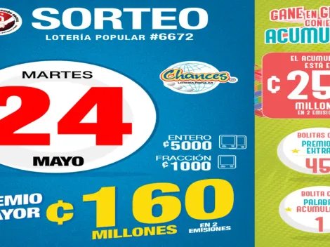 ◉ Chances de Costa Rica de HOY: sorteo, resultados y números ganadores martes 24 de mayo | Lotería Costa Rica Premio Mayor ¢160 millones