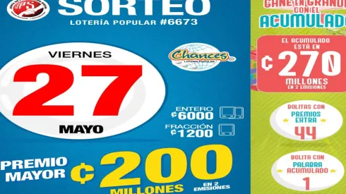 ◉ Chances de Costa Rica de HOY: sorteo, resultados y números ganadores viernes 27 de mayo | Lotería Costa Rica Premio Mayor ¢200 millones.