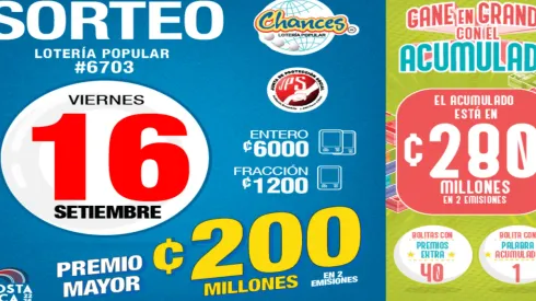 ◉ Chances de Costa Rica de HOY: sorteo, resultados y números ganadores del viernes 16 de septiembre | Lotería Costa Rica Premio Mayor ¢200 millones.