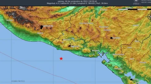 Dónde fue el epicentro del temblor de hoy, 4 de noviembre, en El Salvador