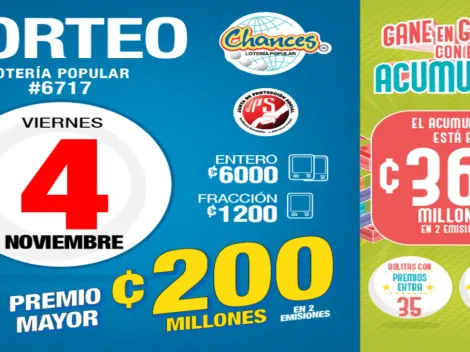 ◉ Chances de Costa Rica de HOY: sorteo, resultados y números ganadores del viernes 4 de noviembre | Lotería Costa Rica Premio Mayor ¢160 millones
