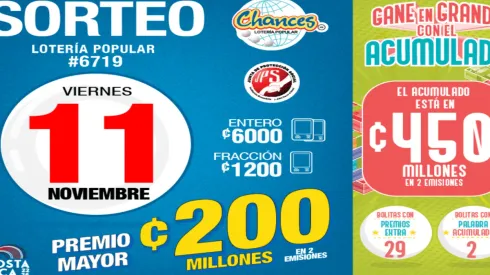 ◉ Chances de Costa Rica de HOY: sorteo, resultados y números ganadores del viernes 11 de noviembre | Lotería Costa Rica Premio Mayor ¢200 millones.