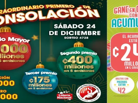 ◉ Sorteo Extraordinario Primero de Consolación de Costa Rica: sorteo, resultados y números ganadores del sábado 24 de diciembre | Lotería Costa Rica Premio Mayor ¢2.000 millones