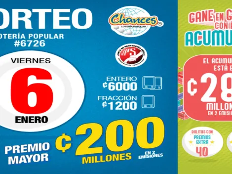 ◉ Chances de Costa Rica de HOY: sorteo, resultados y números ganadores del viernes 6 de enero | Lotería Costa Rica Premio Mayor ¢200 millones