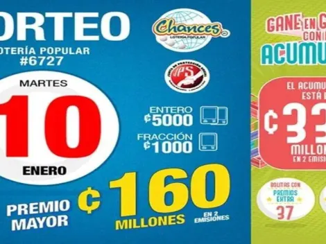 ◉ Chances de Costa Rica de HOY: sorteo, resultados y números ganadores del martes 10 de enero | Lotería Costa Rica Premio Mayor ¢160 millones