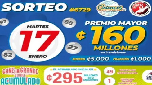◉ Chances de Costa Rica de HOY: sorteo, resultados y números ganadores del martes 17 de enero | Lotería Costa Rica Premio Mayor ¢160 millones.