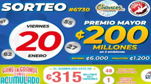 ◉ Chances de Costa Rica de HOY: sorteo, resultados y números ganadores del viernes 19 de enero | Lotería Costa Rica Premio Mayor ¢200 millones.