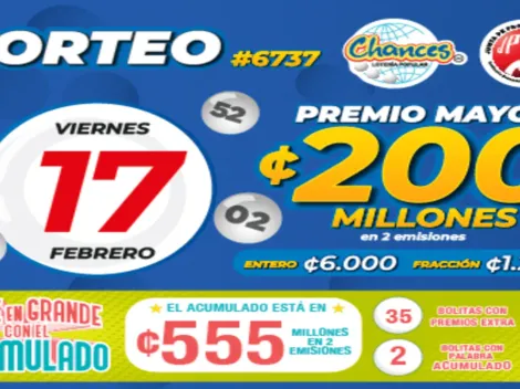◉ Chances de Costa Rica de HOY: sorteo, resultados y números ganadores del viernes 17 de febrero | Lotería Costa Rica Premio Mayor ¢200 millones