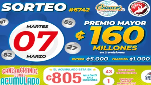 ◉ Chances de Costa Rica de HOY: sorteo, resultados y números ganadores del martes 7 de marzo | Lotería Costa Rica Premio Mayor ¢160 millones