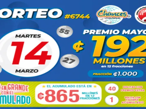 ◉ Chances de Costa Rica de HOY: sorteo, resultados y números ganadores del martes 14 de marzo | Lotería Costa Rica Premio Mayor ¢192 millones