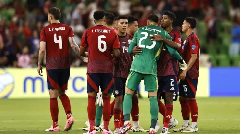 AUSTIN, TEXAS - JULY 02: Patrick Sequeira of Costa Rica celebrates with teammates after winning 2-1 the CONMEBOL Copa America 2024 Group D match between Costa Rica and Paraguay at Q2 Stadium on July 02, 2024 in Austin, Texas. (Photo by Buda Mendes/Getty Images)