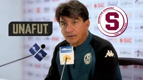 Vladimir Quesada con Saprissa en rueda de prensa.
