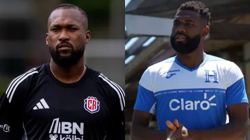 Kendall Waston advierte a Jorge Benguché.