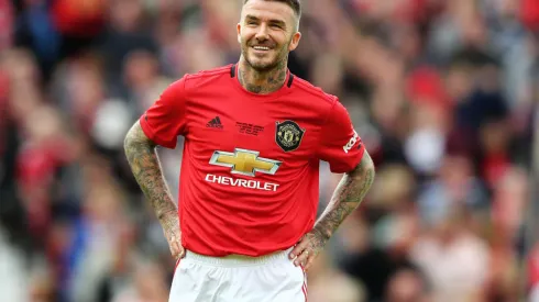 Beckham, jugando un partido de leyendas del Manchester United – Fuente: Getty
