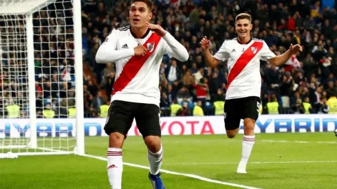 Quintero festejando ante Boca en la final de la Libertadores 2018.