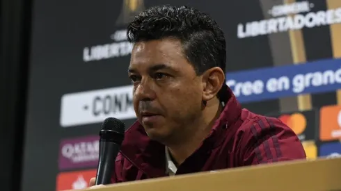 Gallardo, en la conferencia de prensa que brindó este mediodía en el Monumental.